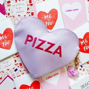 Pizza Valentines Day Conversation Heart Clutch Purse